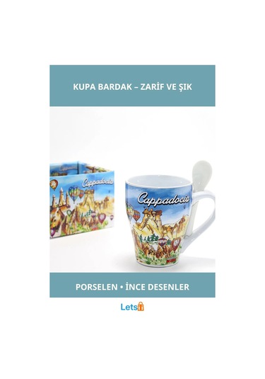 Yöresel Tasarımlı Şık Porselen Kupa Bardak Model 8 Çok Renkli