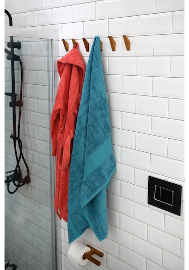 Banyo Askısı Yapışkanlı 4'lü Ahşap Askılık Ahşap