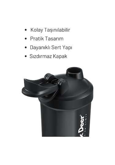 Shaker Karıştırıcı Sporcu Protein Shaker 550 ML Siyah