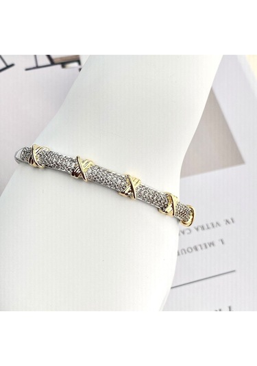 Xoxo Bileklik Kelepçe 316l Paslanmaz Çelik 19 Cm Çift Renk Gümüş