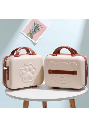 Homyl İş Için 14 Inç Küçük Saplı Şifre Kilitli Bavul Kılıfı Mini Bej