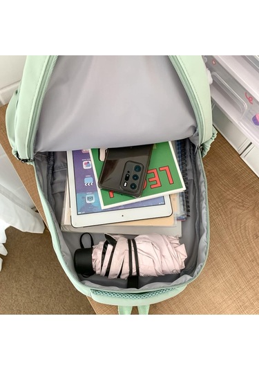 Vkemall Yeşil Nilon Çift Askılı Çanta - Büyük Hacimli Ve Çok Bölmeli, Rastgele Aksesuar Dahil