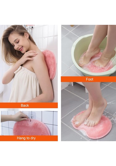 Toplu Paket Duş Sırt Ve Ayak Fırçası, Duvara Monte Sırt Fırçası Vantuzlu Silikon Banyo Masaj Fırçası Çok Renkli