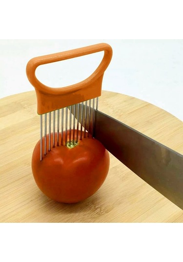 Cbtx Paslanmaz Çelik Sebze Soğan Kesici Tutucu Et İğnesi Mutfak Aletleri Turuncu