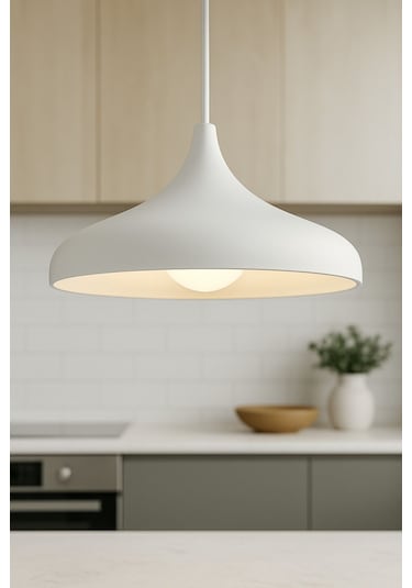 Aura Metal Tekli Beyaz Sarkıt Avize Retro Rustik Model Avize