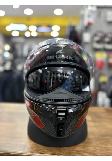 Shark Spartan Gt Pro Carbon Ritmo Şeffaf Vizörlü Kask Karbon Kırmızı