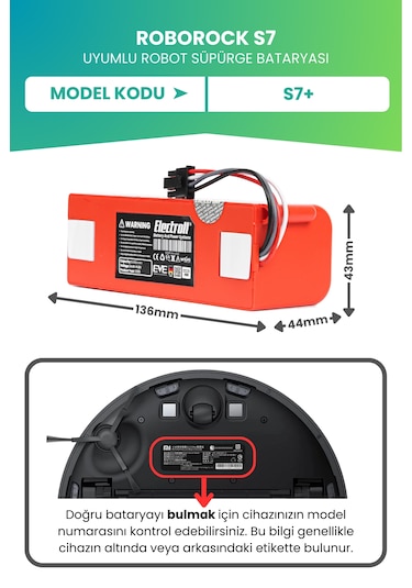 Roborock S7 Uyumlu Batarya Ultra Yüksek Kapasite 6400mah