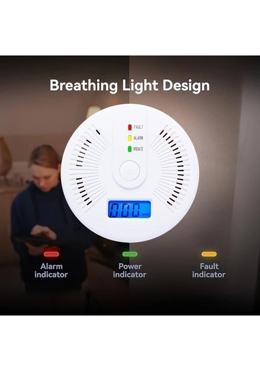 Sandwich Karbonmonoksit Dedektörü Alarm 2 Adet Dijital Ekranlı Pil Operasyonlu Test Çubuğu Kolay Kurulum