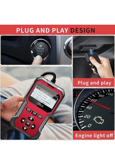 Boatshop1 V410 Obd2 Tarayıcı Teşhis Aracı Kırmızı Tek Boyut Arabalar Kamyonlar 1996 Motor Işık Kontrol Pil Gerilim Testi Gerçek Zamanlı Veri Akışı