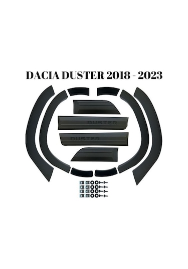 Dacia Duster 2018 2019 2020 2021 2022 2023 Uyumlu Kapı Ve Çamurluk Koruma Dodik Seti Siyah 12 Parça