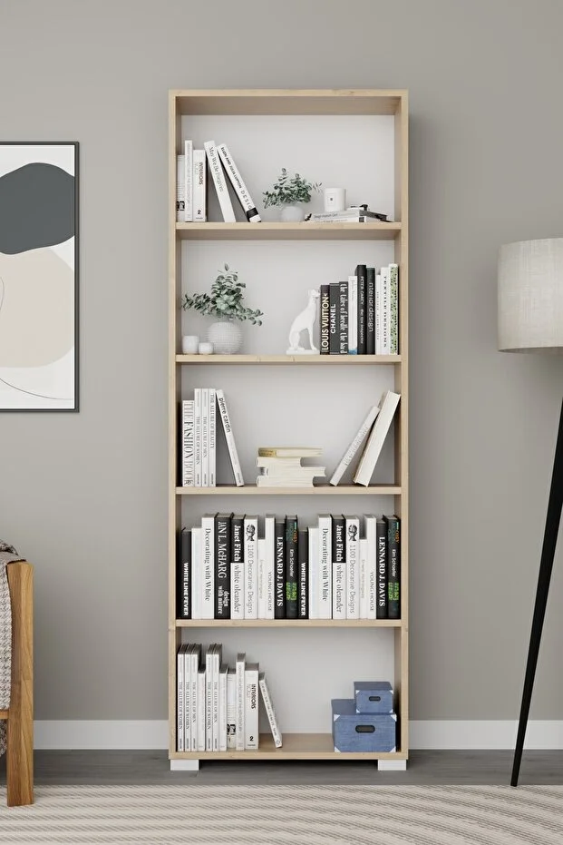 Lucas Serisi Safir Meşe 5 Raflı Kitaplık Safir Meşe