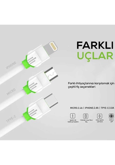 Mobilteam Beyaz Ls32 Type-c Usb Kablo