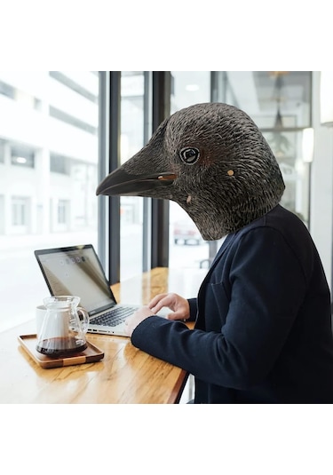 Qianfan Karga Maskesi Kuş Siyah Hayvan Lateks Tam Kafa Gerçekçi