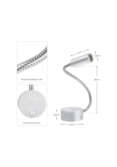 Springsun 360 Ayarlanabilir 3w Led Duvar Lambası - Yatak Odası, Kafe Ve Dolaplar İçin Enerji Tasarruflu Aydınlatma Siyah