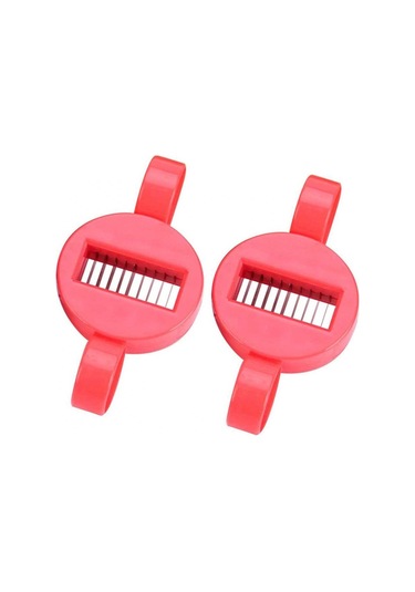 Fortunelane 2 Adet Yeşil Fasulye Dilimleyici, Inox Bıçaklı Fransız Usulü Dilimleme Aleti, Kırmızı Mutfak Aleti Kırmızı