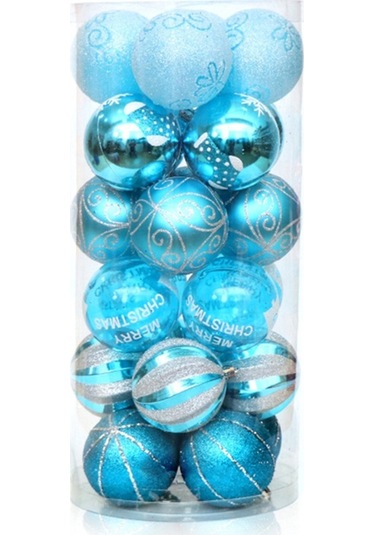 24 Parça Noel Ağacı Süs Topu, Ev Parti Dekorasyonu İçin Pvc Malzemeden Yapılmış 6cm Çapında Hediye. Çok Renkli Çok Renkli