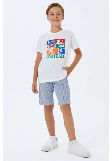 Erkek Çocuk Bermuda Takım Beyaz