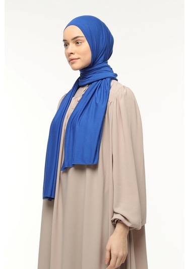 Tesettür Penye Şal Düz Saks Mavisi