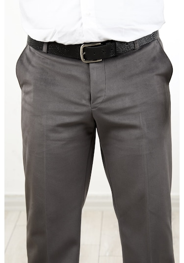 Neowit Erkek İçi Polarlı Yan Cep Klasik Kesim Kadife Pantolon Gri Melanj