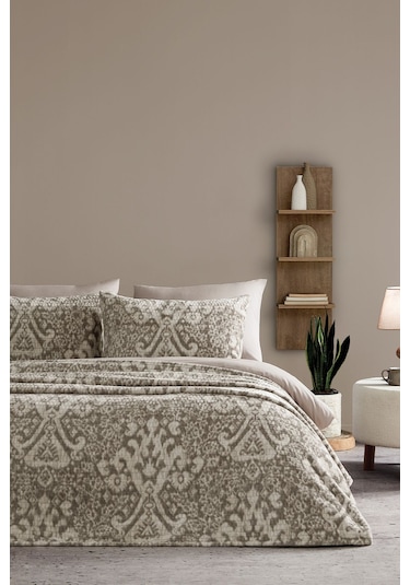 Puffy Lera Çift Kişilik Yatak Örtüsü - Vizon