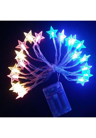 Ximistore9 Yıldız Led Işık Zinciri, 3 Metre 20 Işık, Pilli, Renkli, Su Geçirmez, Dekoratif, Uzun Ömürlü.