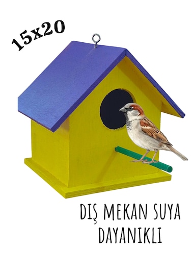 Ahşap Kuş Yuvası Dış Mekan Suya Dayanıklı 15x15x20 Cm
