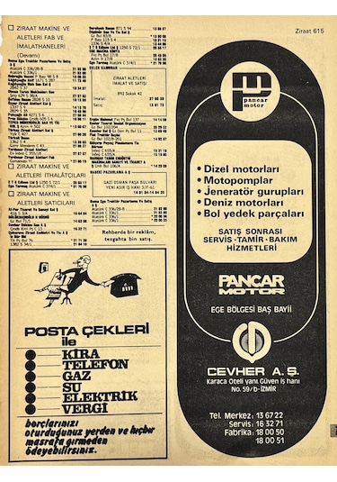 İzmir 1982-1983 Meslek Reklam İlanı Efemera S615
