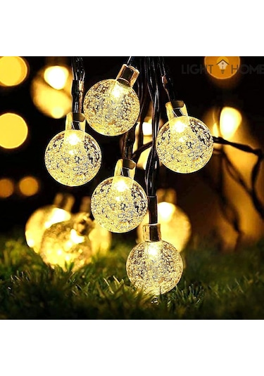 Lighthome Kristal Güneş Enerjili Led Işık Solar Bahçe Aydınlatma 50 Led 7 M Sarı