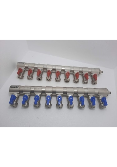 Fırat 1"Mini Küresel Vanalı Kollektör Takımı (1 Kırmızı 1 Mavi)