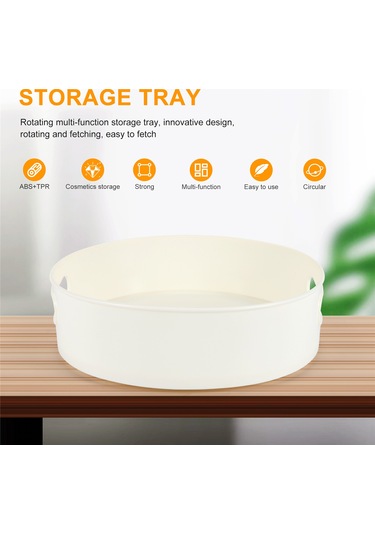 Xurunkeji Döner Tepsi Döner Tabla Mutfak Saklama Kapları Baharat Kavanozu Gıda Atıştırmalık Tepsi Kaymaz Kurutulmuş Saklama Tabağı, Beyaz Beyaz