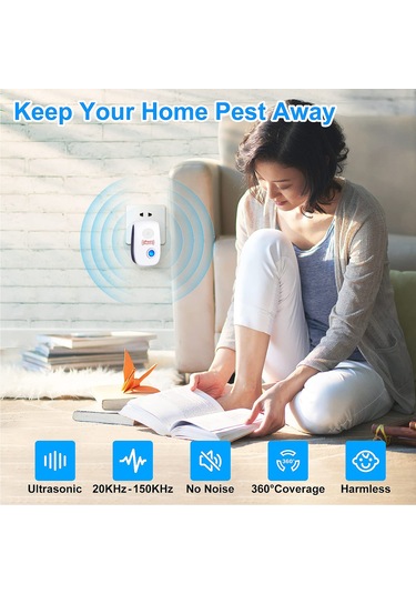 Yifomall 6'lı Paket Abs Ultrasonik Kovucu - 800-1200 Ft² Kaplama, 4-6w, Ac 90-250v, Mavi Işık, Uzun Avrupa Şarjı İç Kullanım Beyaz