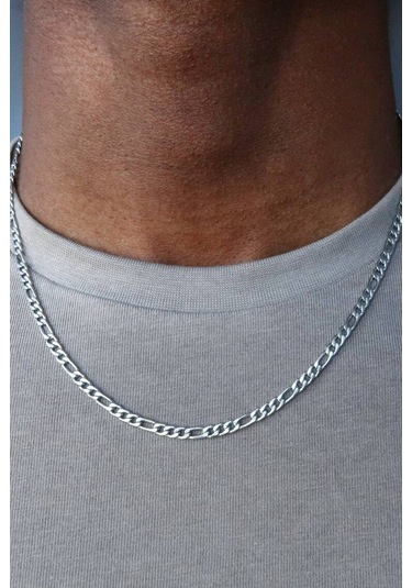 Figaro Model Erkek Paslanmaz Çelik Zincir Kolye İnce 4 Mm Eck06k