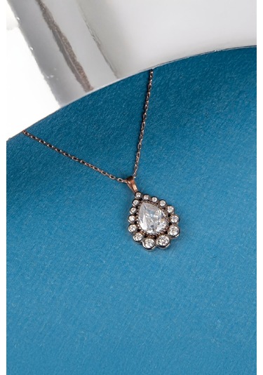 Damla Taşlı Beyaz Zirkon Taşlı Oval 925 Ayar Gümüş Bayan Kolye - 50 CM