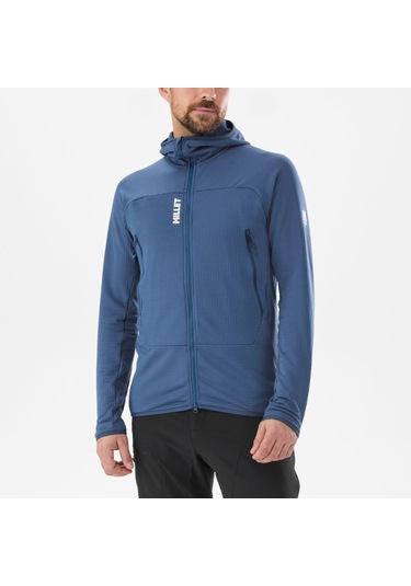 Millet Fusıon Grıd H Erkek Kapşonlu Polar Ceket Tam Fermuarlı Mıv9024 Mıv.n0395 Mavi
