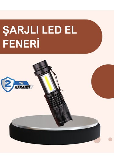 Alüminyum Gövdeli 2000 Lümen Güçlü Led El Feneri Çok Renkli