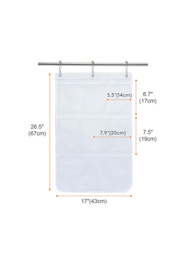 Reedark Banyo İçin Askılı 7 Bölmeli Ağızlı Depolama Çantası - 3 Kanca İle Geniş Kapasiteli Beyaz Organizer Beyaz