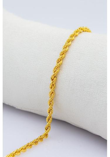 22 Ayar Altın 3mm Halat Kordon Bileklik Sarı Altın