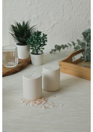 Keramika Mat Beyaz Stackable Tuzluk / Biberlik 6 Cm Beyaz