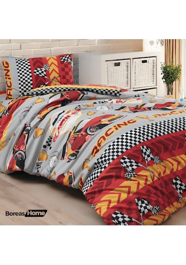 Boreas Home Red Racer Pamuklu Ranforce Tek Kişilik Nevresim Takım