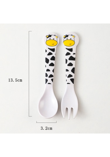 Moveevo Bebekler İçin Bambü Lifli Yeme Öğrenme Seti: Yumuşak Kasa Ve Çatal - Güvenli, Kartoon Desenli Kendini Besleme Eğitimi Çok Renkli