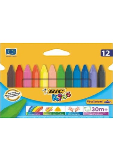 Elleri Kirletmeyen Üçgen Jumbo Mum Pastel Boya 12 Renk Çok Renkli