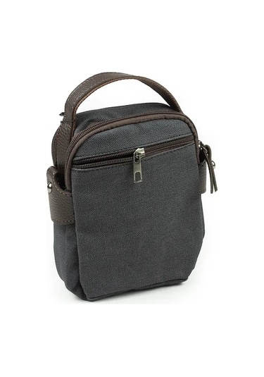 Kanvas Deri Detay Erkek Günlük El Omuz Askılı Çanta Gri A101 Gri