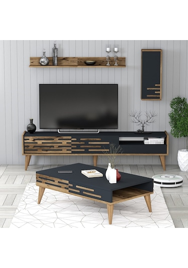 Variant Valensiya Tv Ünitesi Ve Orta Sehpa Takımı - Ceviz / Antrasit