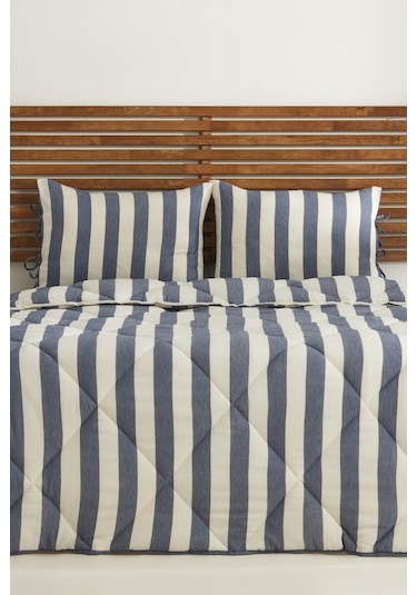 Karacahome Sarah Anderson Barlet Çift Kişilik Comfort Uyku Seti Çizgili Mavi