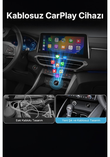 Kablosuz Android Auto Ve Carplay Adaptörü Apple Ve Android Cihazlar İle Uyumlu 10"