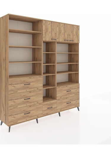 Hyperion Dolap 17 Raflı 6 Çekmeceli 3 Kapaklı 220x44x243 Çam-çam/çam Atlas Çam/atlas Çam