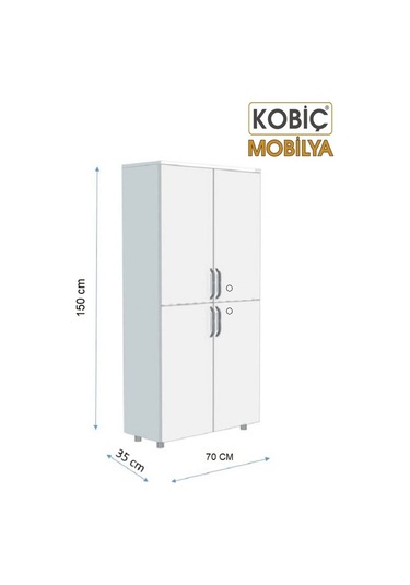 Kobiç Ofis Dosya Dolabı Kilitli Tam Kapak Suntalam Dolap 70x35x150 Cm Meşe Meşe