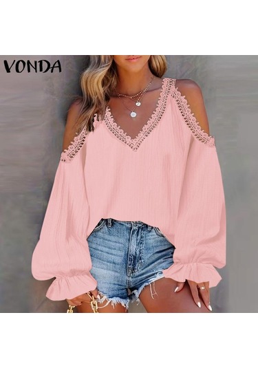 Vonda Kadın Vintage V Yaka Fener Uzun Kollu Omuzdan Bağlamalı Dantel Bluzlar Sarı Vonda Kadın Vintage V Yaka Fener Uzun Kollu Omuzdan Bağlamalı Dantel Bluzlar Sarı