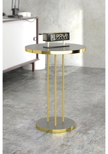 Orta Sehpa Ve Zigon Sehpa Terra Set Gold Antrasit Ceviz