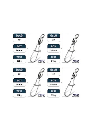 MSO Olta Balıkçılık VIP Kalite Paslanmaz Çelik Klips Bilyalı Fırdöndü